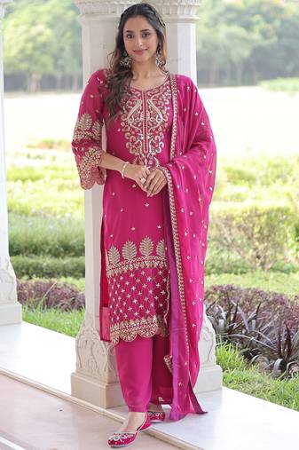 Pink Embroidered Georgette Salwar Kameez