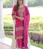Pink Embroidered Georgette Salwar Kameez