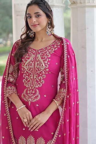Pink Embroidered Georgette Salwar Kameez