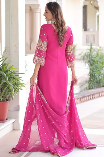 Pink Embroidered Georgette Salwar Kameez