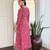 Pink new arrival! women's rayon embroidered flared kurta set