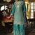 Turquoise chinon silk embroidered palazzo suit