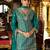 Turquoise chinon silk embroidered palazzo suit