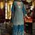 Aqua blue chinon silk embroidered plazzo suit