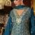 Aqua blue chinon silk embroidered plazzo suit