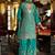 Aqua green chinon silk embroidered palazzo suit