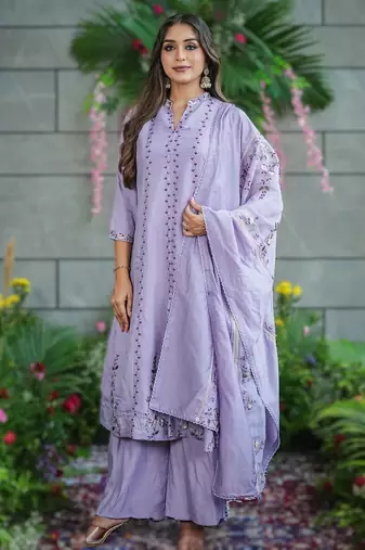 violet lavanya women’s muslin cotton kurta set with palazzo & dupatta
