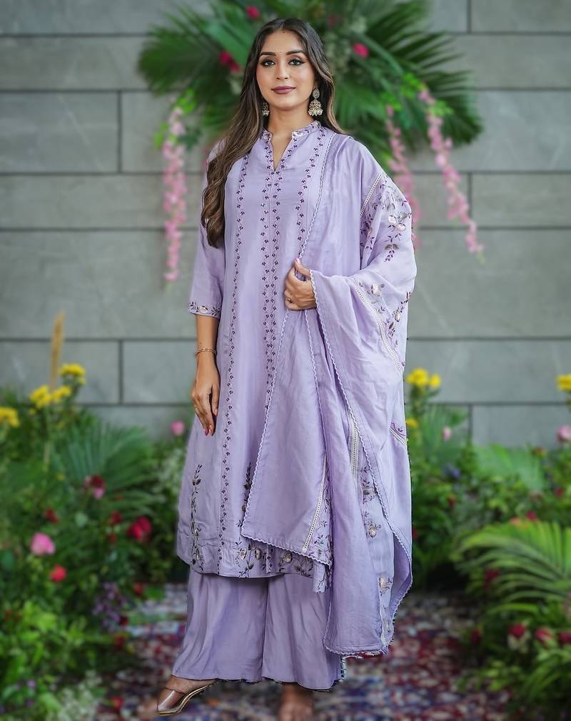 violet lavanya women’s muslin cotton kurta set with palazzo & dupatta