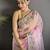 light pink organza silk blend dubble sequence floral embroidery saree
