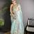 sky blue organza silk blend dubble sequence floral embroidery saree
