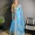 light turquoise organza silk blend dubble sequence floral embroidery saree