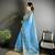 light turquoise organza silk blend dubble sequence floral embroidery saree