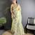 pale prim yellow organza silk blend dubble sequence floral embroidery saree