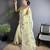 pale prim yellow organza silk blend dubble sequence floral embroidery saree