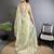 pale prim yellow organza silk blend dubble sequence floral embroidery saree
