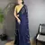 navy blue polka dot sequence & foil print fancy georgette saree