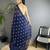 navy blue polka dot sequence & foil print fancy georgette saree