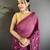 purple polka dot sequence & foil print fancy georgette saree