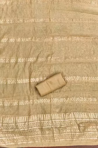  beige embroidered neck jacquard dress material
