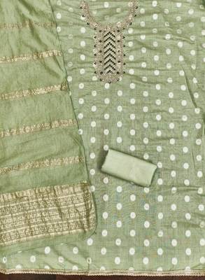  green embroidered neck jacquard dress material 2