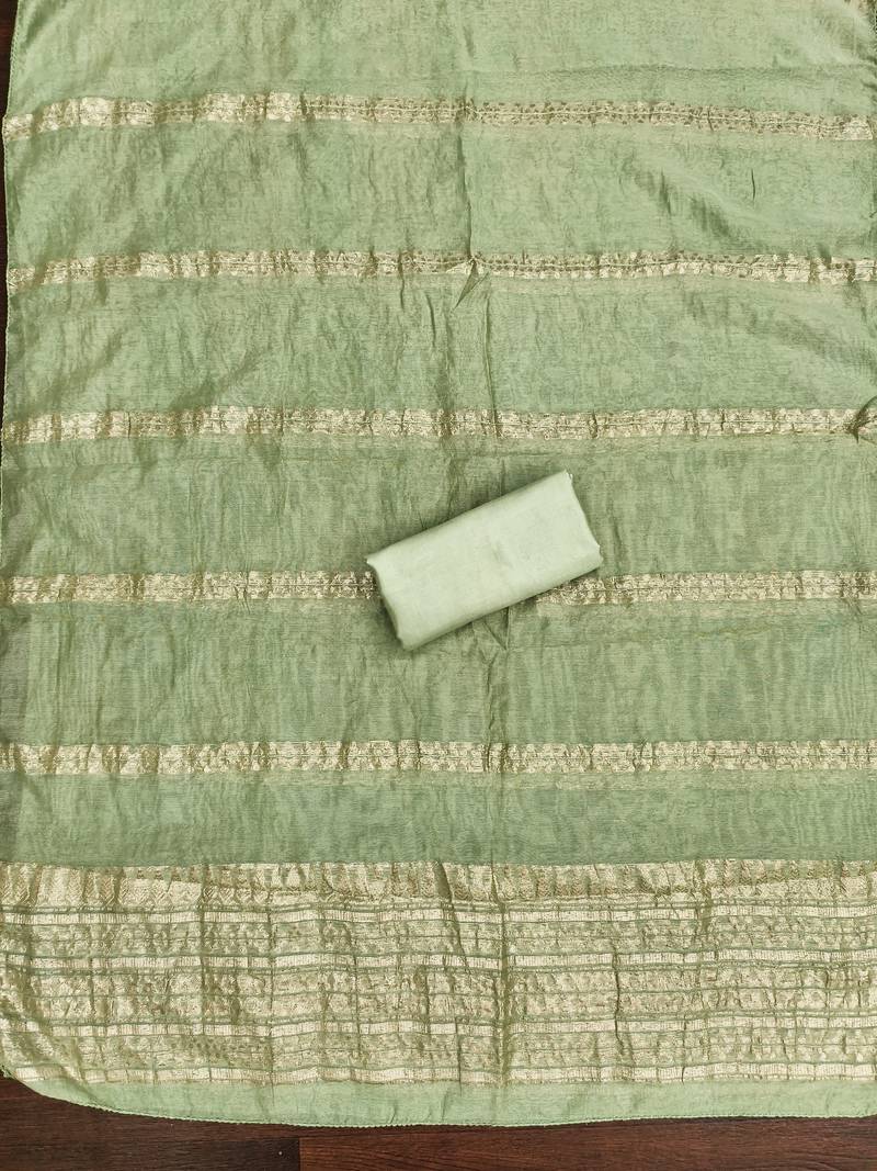 Women's green embroidered neck jacquard dress material