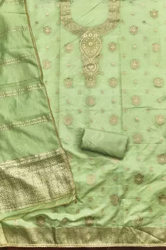  light green weaving jacquard dress material