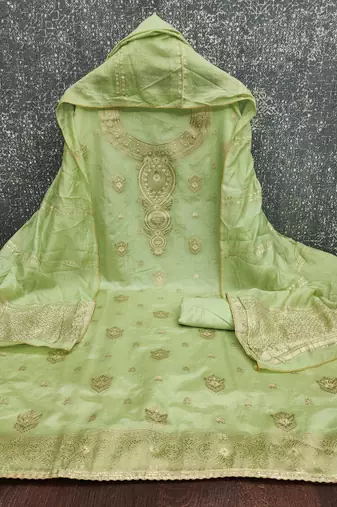  light green weaving jacquard dress material