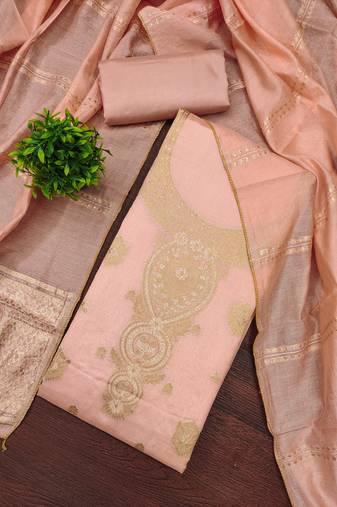 Women's peach weaving jacquard dress material