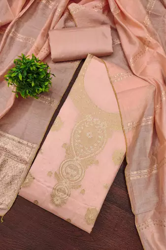 Women's peach weaving jacquard dress material