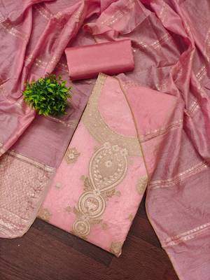  pink weaving jacquard dress material 1