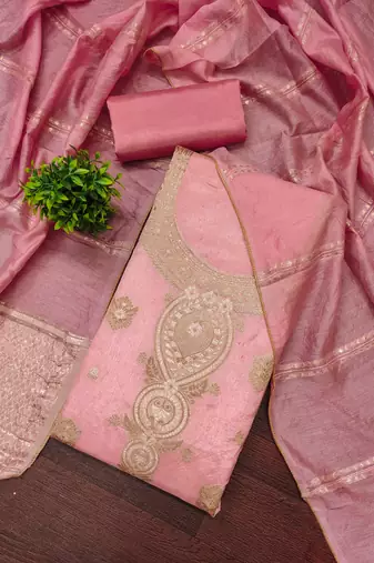 Women's pink weaving jacquard dress material