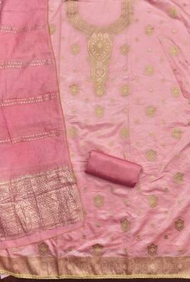  pink weaving jacquard dress material 2