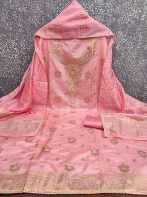  pink weaving jacquard dress material 4