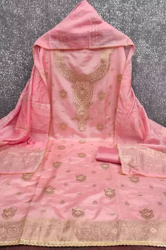  pink weaving jacquard dress material