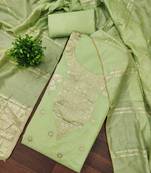 Women's light green weaving jacquard dress material
