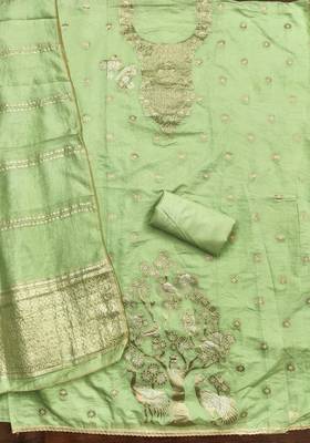  light green weaving jacquard dress material 2