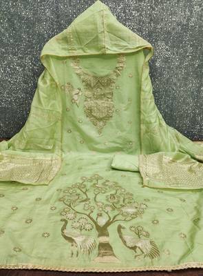  light green weaving jacquard dress material 4