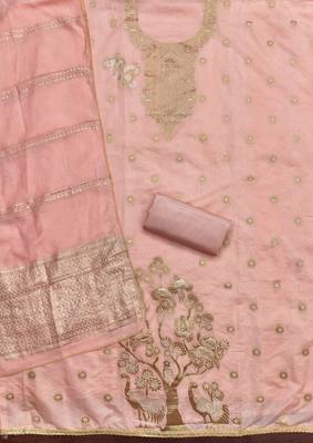  peach weaving jacquard dress material 2