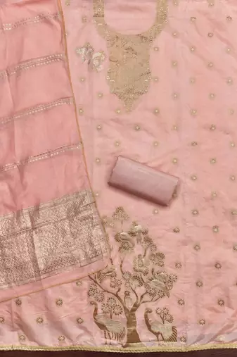  peach weaving jacquard dress material