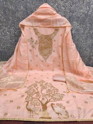  peach weaving jacquard dress material 4