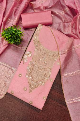 Women's pink weaving jacquard dress material