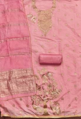  pink weaving jacquard dress material 2