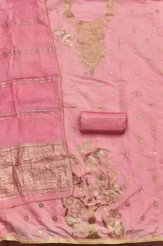  pink weaving jacquard dress material