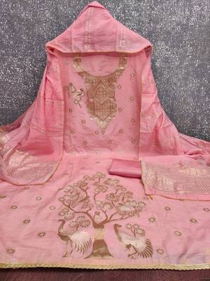  pink weaving jacquard dress material 4