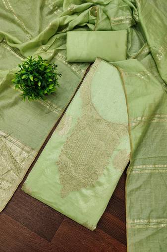  light green weaving jacquard dress material