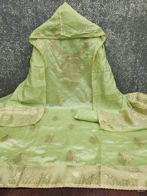  light green weaving jacquard dress material 4