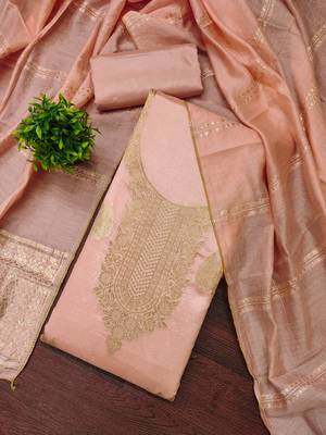  peach weaving jacquard dress material 1