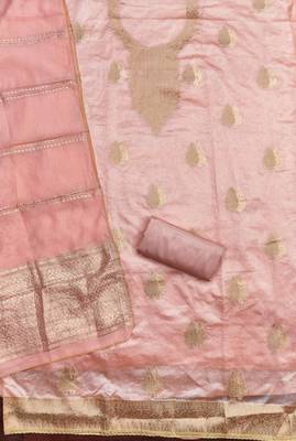  peach weaving jacquard dress material 2