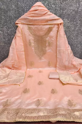 peach weaving jacquard dress material