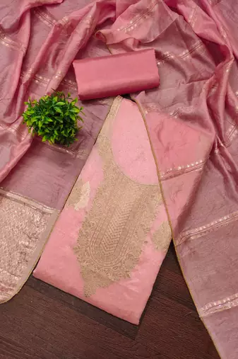 Women's pink weaving jacquard dress material